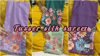 Beautiful light weight Tusser saree with scalap border #Trending sarees  #fashion #indianattire