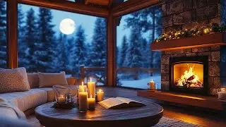 Relaxing Winter Cabin Crackling Fireplace Piano 🔥 Healing for Anxiety & Relax
