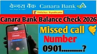 Canara Bank Balance Check Number। Balance Enquiry Number/Missed call service 2026 #bankbalancecheck 