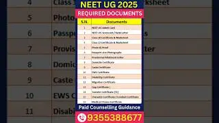 NEET 2025 🔥 Documents Required for MBBS Counseling #shorts #neet2025  #shortvideo #shortsfeed
