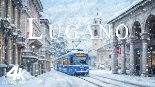 Winter Serenity in Lugano 4K ❄️ Snowy Old Town, Lake Lugano Views & Peaceful Alpine Charm