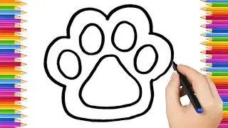 How To Draw cute  paw print Drawing, Painting & Coloring For Kids and Toddlers_ Child Art 🐋🌈🎨