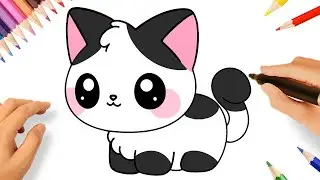 CÓMO DIBUJAR UN GATITO FACIL KAWAII PASO A PASO ❤️