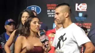 David Lemieux interview at Golovkin-Lemieux weigh-in