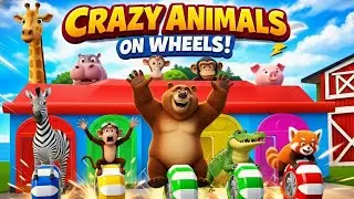 5 Giant Duck Cartoon, Cow, Elephant, Lion, Dinosaur, Paint Wild Animals Crossing Fountain Animation