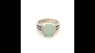 David Yurman Chalcedony Diamond Ring Size 6 Sterling Silver 4.8 Grams DY23