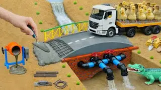 Crocodile Destroys Wooden Bridge 🐊| DIY Mini Truck Builds a Strong Concrete Bridge | Science Project