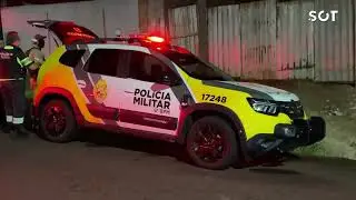 Motociclista e passageira ficam feridos ap&oacute;s colis&atilde;o com carro no Bairro Santa Felicidade, em Cascav