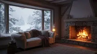 Snow Window View - fireplace - Relaxing