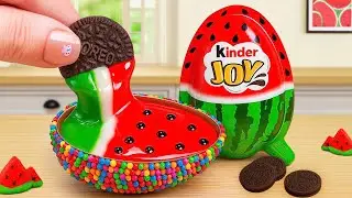 Satisfying Mini Watermelon OREO vs Skittles Rainbow Cake! 🍫🌈 ASMR Decorating Challenge