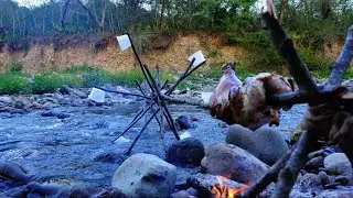 Epic Outdoor Cooking | Whole Chicken Rotisserie with Handmade Water-Powered Grill!