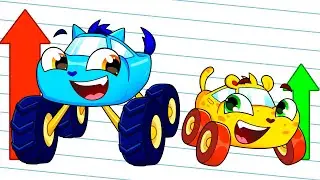 Big and Small👆🏻👇🏻 Opposites Song 🚒 Funny Cartoons for Kids 🚗 KiddyHacks Series