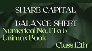 Share Capital | Balance Sheet | Numerical No. 1 To 6 Unimax Book | Class 12th |