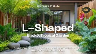 L-Shaped Living: Combining Brick, Concrete, and Tropical Garden Elements for Modern Luxury Homes