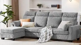 CHIC HOUSE Modular Sectional Couch, Corduroy L Shaped Sleeper Sofa with Storage Ottoman Review