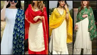 Top 30 punjabi plain suit design 2019 white|white suit with colourful dupatta|white suit combination