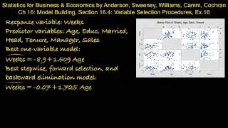 16.4: Multiple Linear Regression, Variable Selection - ex 16