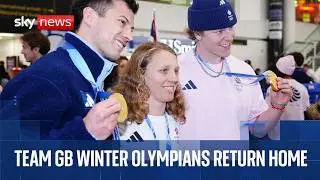Team GB athletes return home from Winter Olympics after record-equalling medal tally