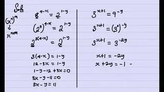 Simultaneous equation involving indices