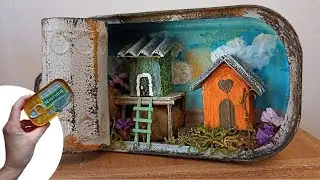 DIY MINIATURA cenario dentro da lata| DO LIXO AO LUXO | Fa&ccedil;a voc&ecirc; mesmo um quadrinho decorativo