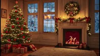 1 Hour Cozy Christmas Ambience 🎄 Fireplace & Snow