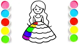 How to Draw A Rainbow Princess step by step #dressdrawing #rainbow #kidslearning 