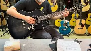 Gabriel acoustic guitar custom shop model GR-52 GAC  41 inch Denim black sound test video.