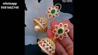New Arrival cz stone jumkas with price    1 Gram Gold Jewellery with Price HIGH