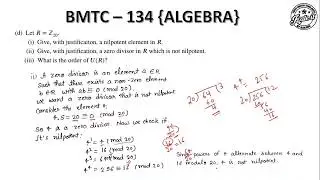 BMTC 134 Algebra Ques 2 d Solved Assignment 2025 with 100% Accuracy | BMTC 134 Solved Assignment