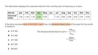 Seasonal adjustment Question 5 of 5