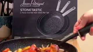 Cooking fajitas and pancakes with the Stonetastic Granite Non Stick Frying Pans by Jean Patrique