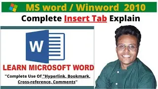 Ms Word Tutorial 2020 (Winword) Insert Tab [In Hindi] (Window 10) Hyperlink, Bookmark, Comment, etc.