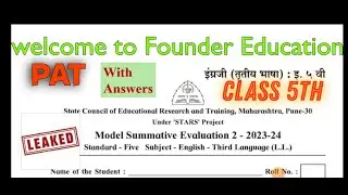 class 5th english pat  summative paper 2023-24 {with ANSWER} Question paper  by founder education