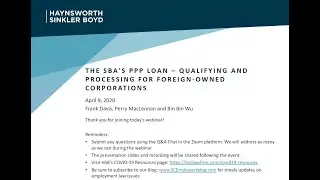 SBA's PPP Loan - Qualifying and Processing for Foreign-Owned Corporations - 04.09.2020