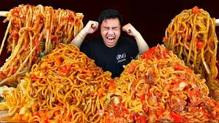 NYERAH 🥵 MUKBANG MIE GACOAN LEVEL 8 + MIE IKAN LAUT PEDAS ALA MELDI LEVEL MENDESIS