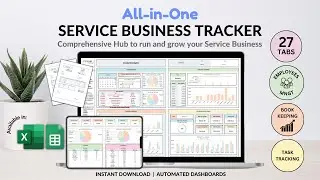 All-in-One Service Business Tracker Tutorial - Bookkeeping/Orders/Invoice/Inventory tracker/Employee