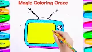 old tv coloring video | retro television LCD drawing painting for kids