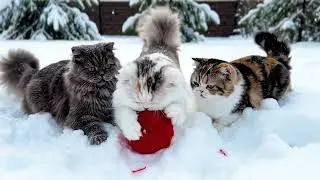 3 Cats playing and the lion comes suddenly !!