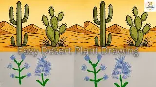 Beautiful Desert Plants Drawing 🌵 Step-by-Step | Easy Cactus Art for Beginners