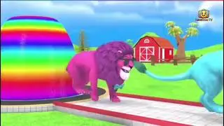 Learn Colors With Animals Cow, Tiger, Lion, Gorilla, Elephant, Shark Crossing Animal Animation
