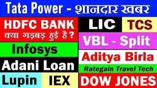 HDFC BANK क्या गड़बड़ हुई है🔴 Tata Power🔴 IEX🔴 VBL - Split🔴 TCS🔴 LIC🔴 Lupin🔴 Adani Loan🔴 Dow Jones