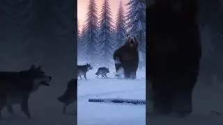 Wolves vs Grizzly Bear &ndash; Pack vs Power | Wild Survival Fight #wildlife #shorts