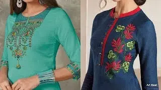 Latest Embroidery Kurtis Neck Designs - Beautiful Kurti Designs