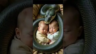Double Shock! 😱 Snake Comforts TWO Babies to Sleep! #shorts
