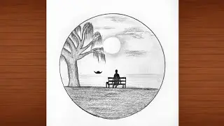 A Boy is Sitting Alone Under a Tree | How To Draw | Night Scenery - Pencil Sketch