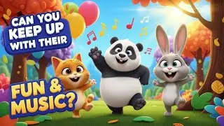 Musical Morning to Sunset Fun! 🐱🐼🐰 Cute Animal Friends Sing, Play & Laugh All Day | 3D Kids Cartoon