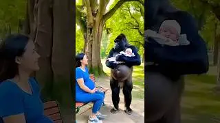 Mom and baby saw funny gorilla dad 🤣 #shorts