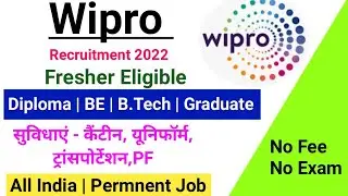 WIPRO recruitment 2022/Diploma jobs 2022/Graduate/BE/B.Tech/Latest job/Wipro job/Smart Jobs/pvt jobs