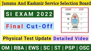 JKSSB Sub Inspector Final Cut-off Category Wise || Full Detailed Video || Physical Test Update