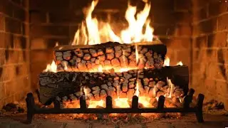 Video of wood burning in a fireplace, sleep sounds, 8hours